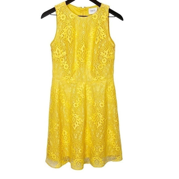 ONE33 Social Lace Yellow Marigold Dress - Picture 1 of 4